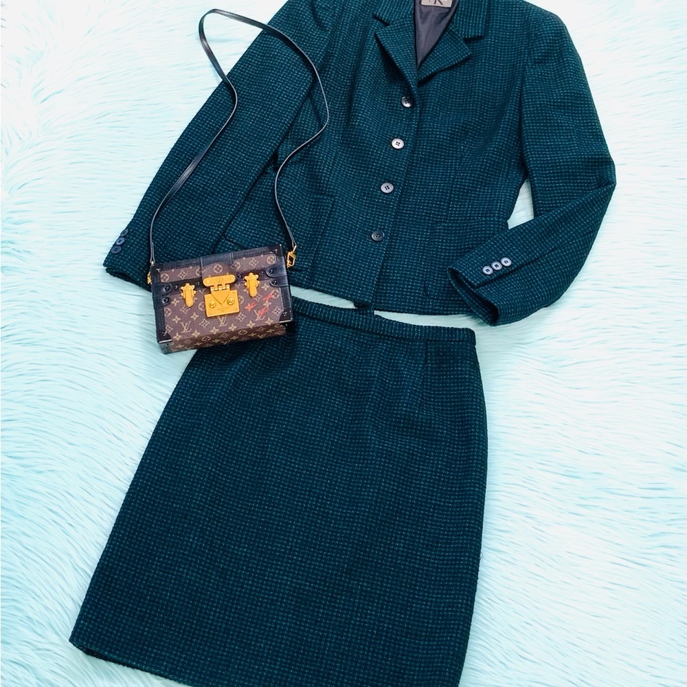 Calvin Klein Teal Textured Women's Blazer & Skirt Suit Set - 6